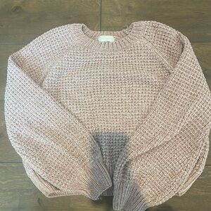Altar'd State Pink Crew Neck Sweater Waffle Knit